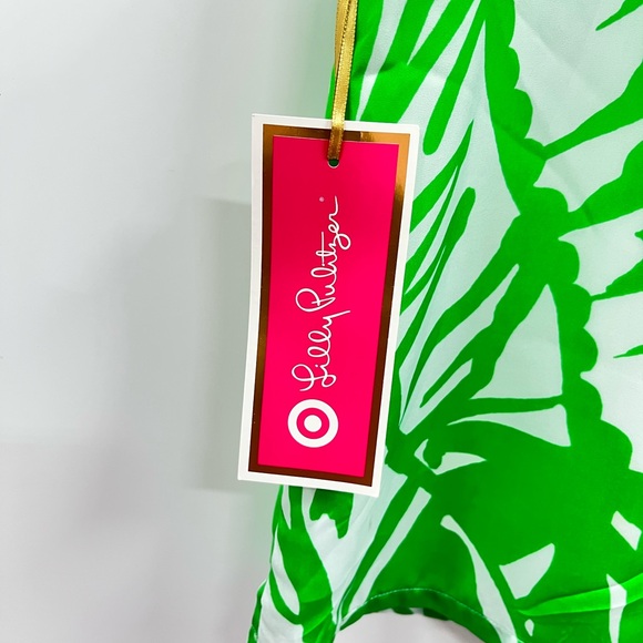 Lilly Pulitzer Target Dress Womens XS Green Flare Sleeve Satin Boom Boom Mini - Picture 3 of 16